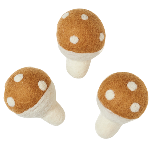 Wool Dryer Balls - Set of 3 Taupe Mushroom