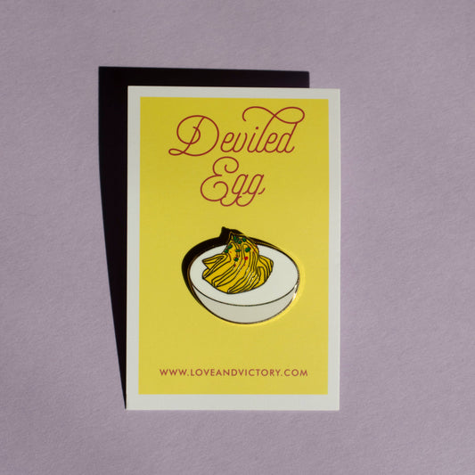 Tiny Enamel Deviled Egg Lapel Pin