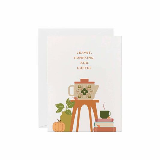 Leaves, Pumpkins, and Coffee | Fall & Thanksgiving Card