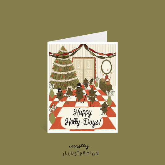 Happy Holly-Days Vintage Inspired Holiday Christmas Card