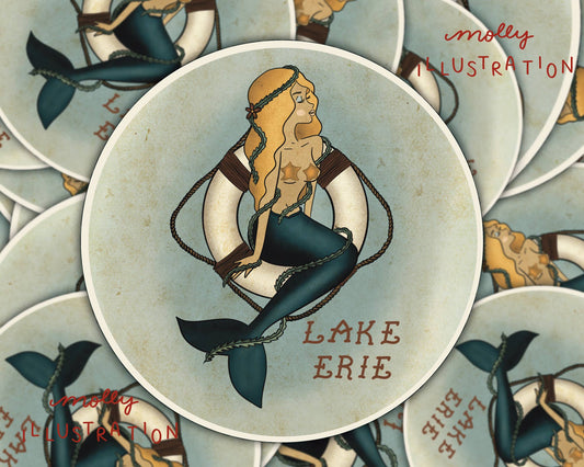Lake Erie Mermaid Waterproof Vinyl Sticker