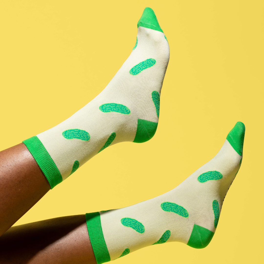 Green Colorblock Pickle Crew Socks