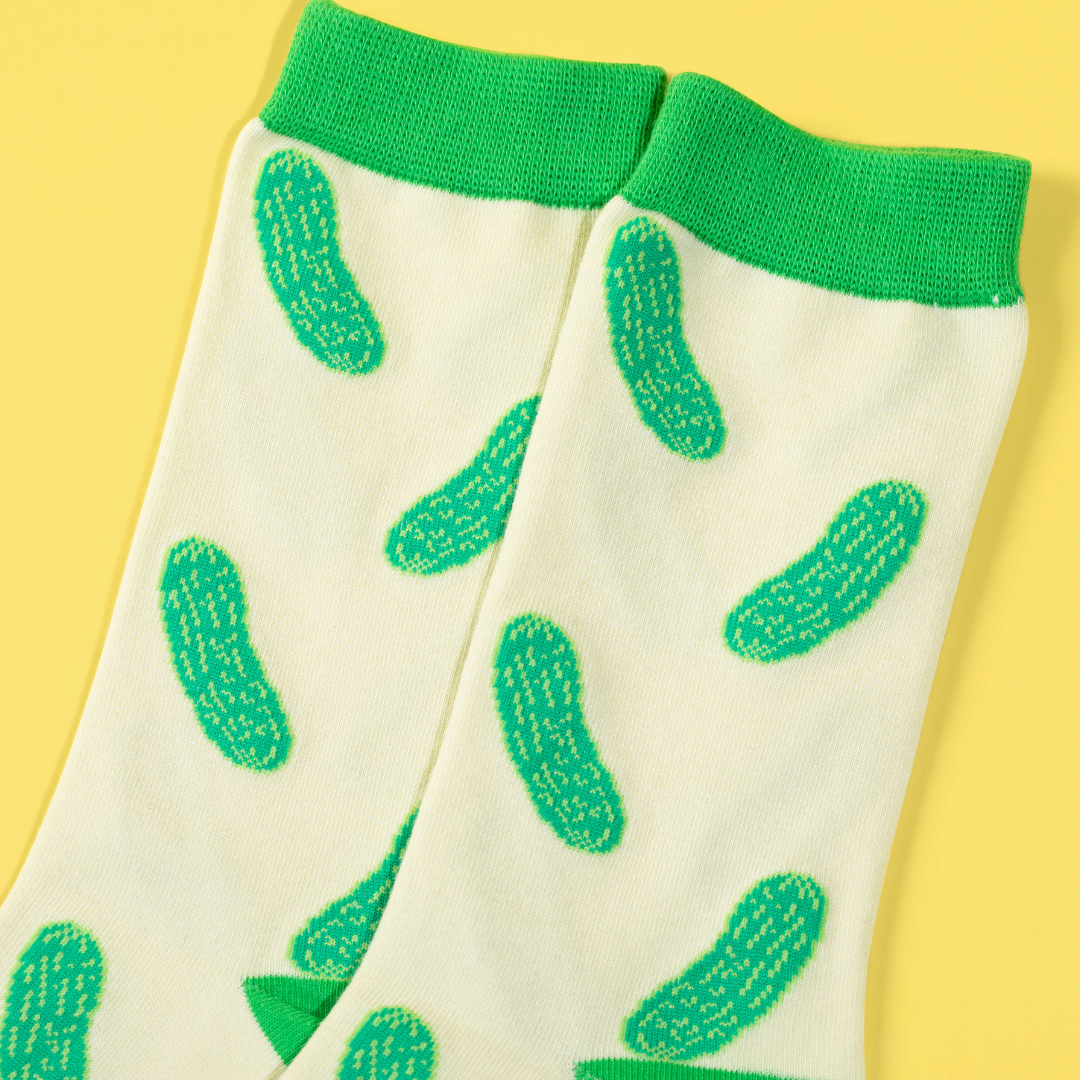 Green Colorblock Pickle Crew Socks