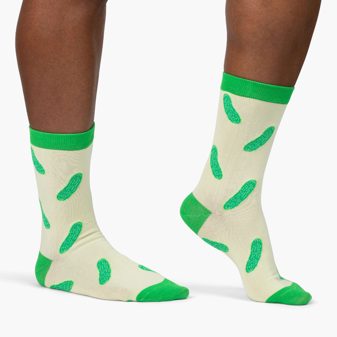 Green Colorblock Pickle Crew Socks