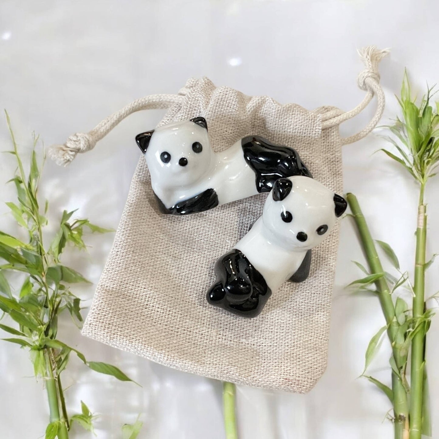 Ceramic Porcelain Panda Chopstick Rest - Set of 2