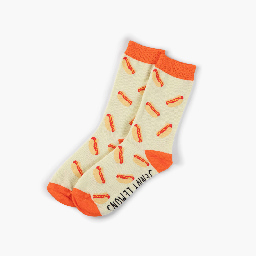Red Colorblock Hot Dog Crew Socks
