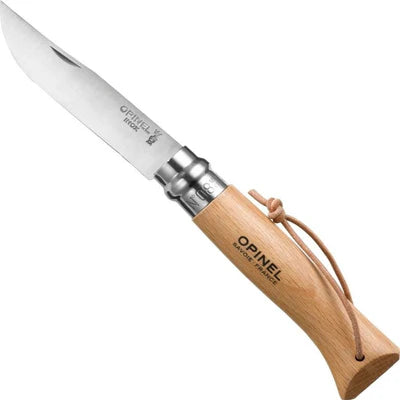 Opinel No.08 Stainless Steel Folding Knife with Lanyard