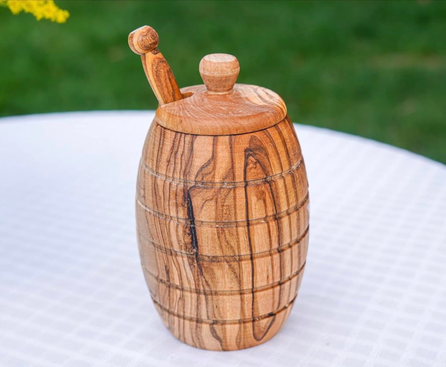 Olive Wood Honey Pot and Dipper