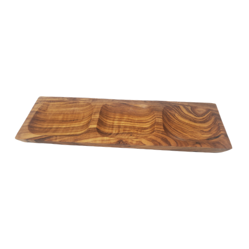 Olivewood 3-Section Appetizer Dish