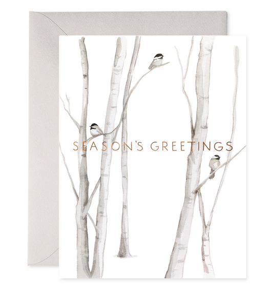 Snowy Birches Season’s Greetings Card - E. Frances