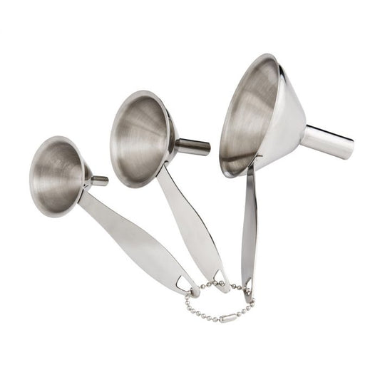 Condiment Funnels - Stainless Steel Set of 3 with Handles