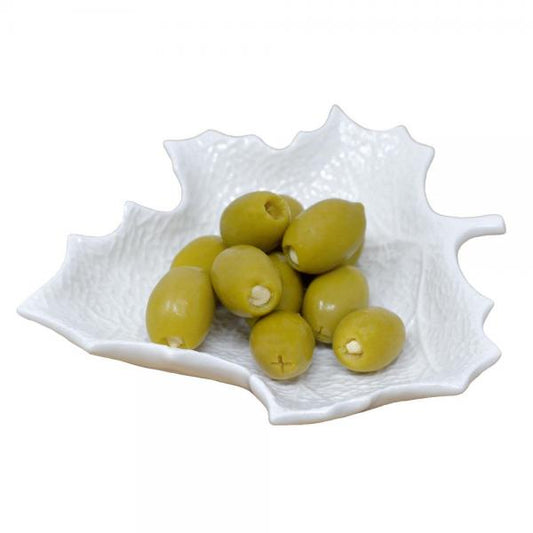 White Vine Leaf Ceramic Dish