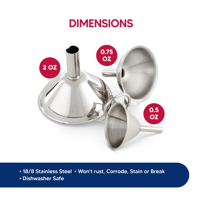 Condiment Funnels - Stainless Steel Set of 3