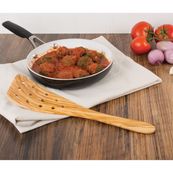 Eddington’s Italian Olive Wood Wide Pierced Spatula
