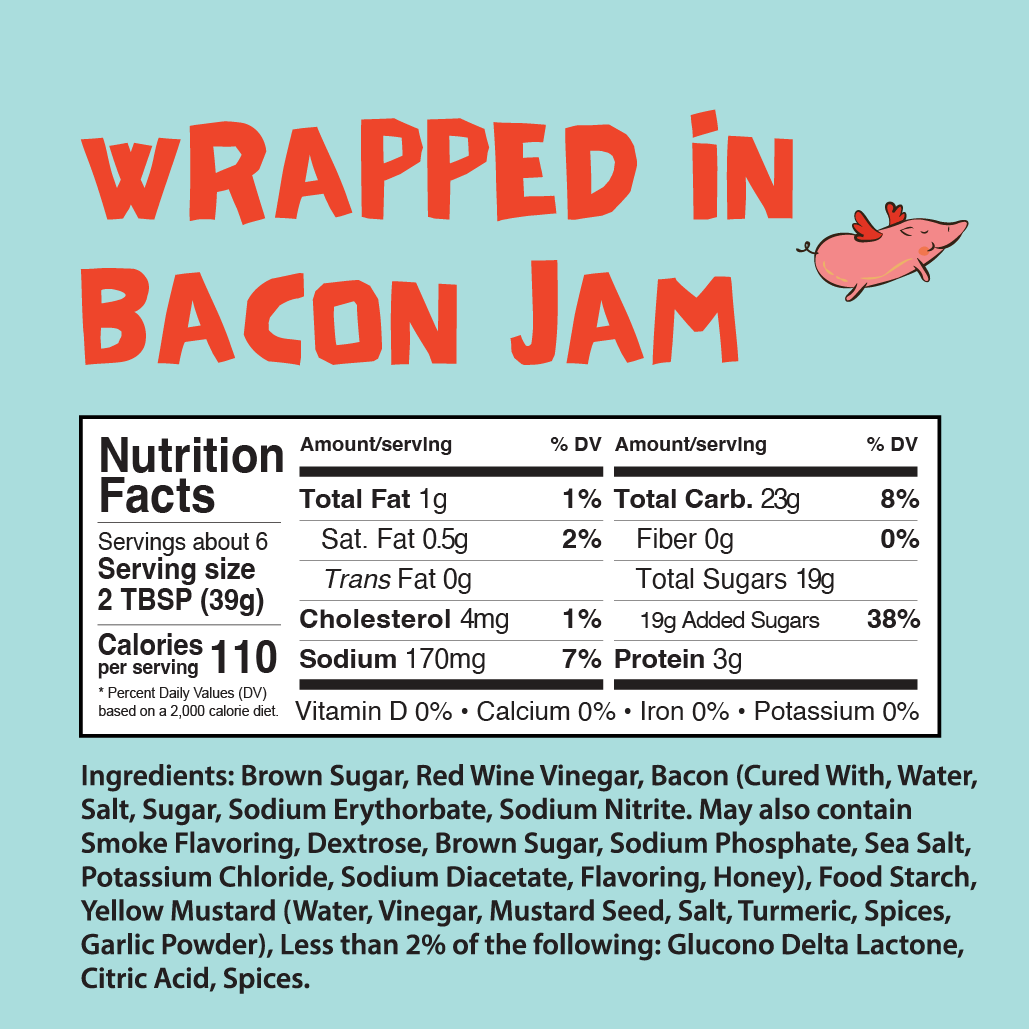 Wrapped in Bacon Jam 8.00 oz - 14% Bacon - Sweet and Savory
