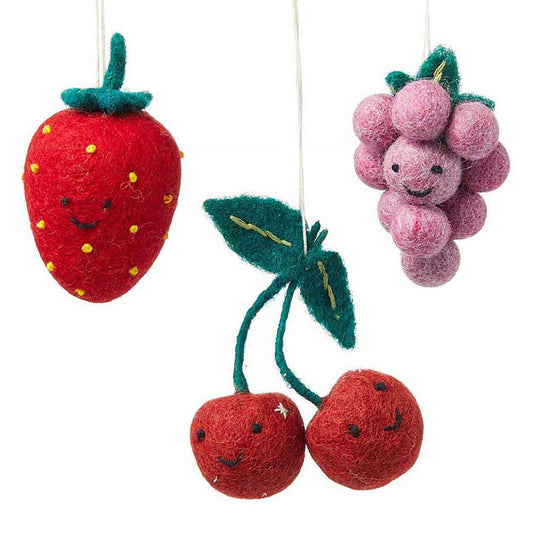 Fruit Friends Ornaments, Set of 3