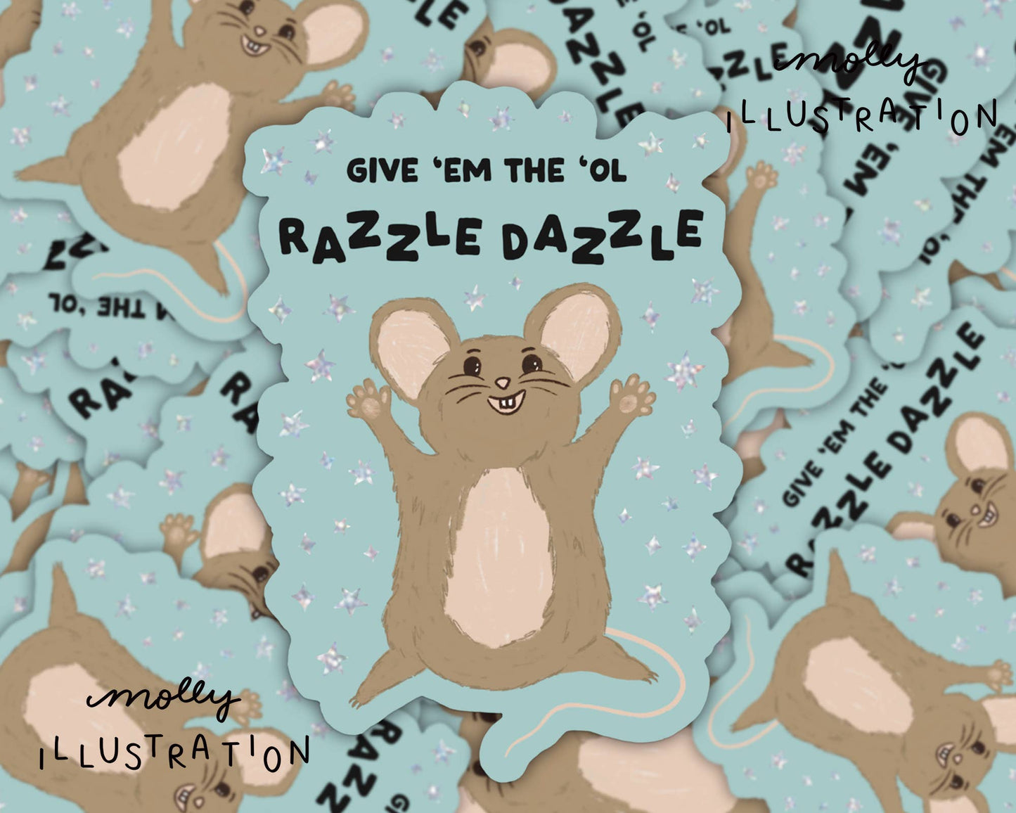 Razzle Dazzle Mouse Glitter Waterproof Vinyl Sticker