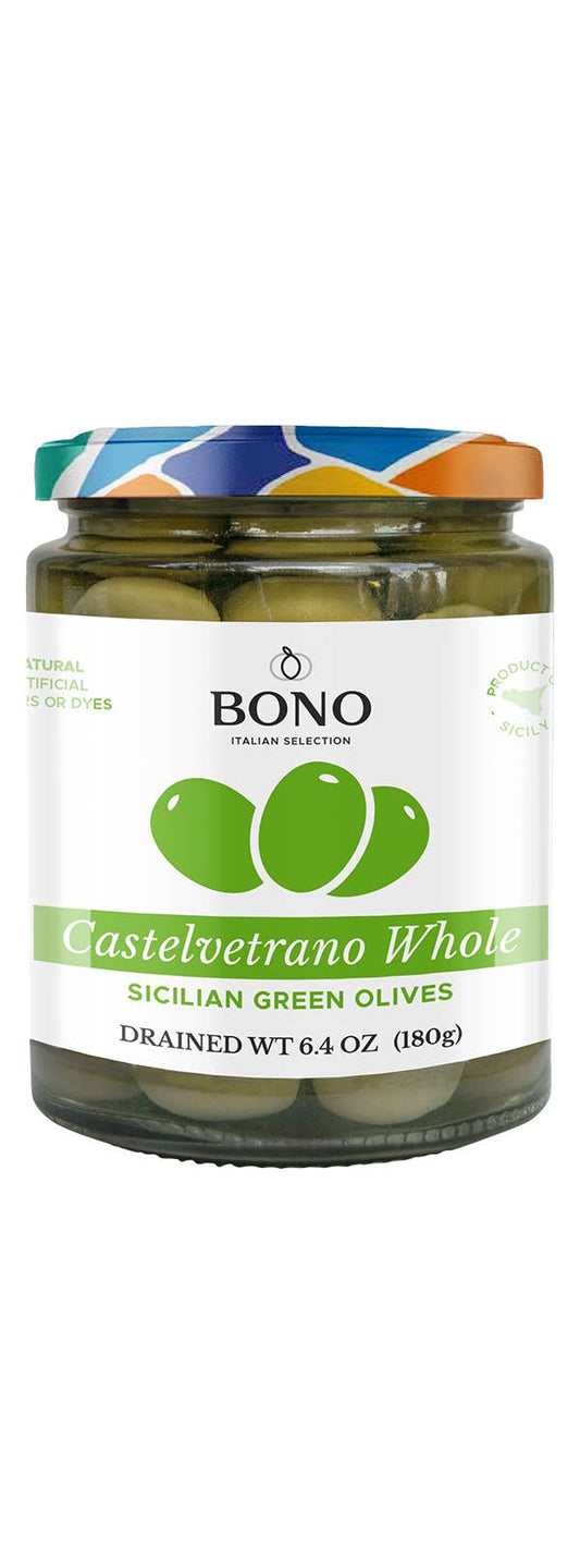 Bono Castelvetrano Sicilian Whole Green Olives Natural