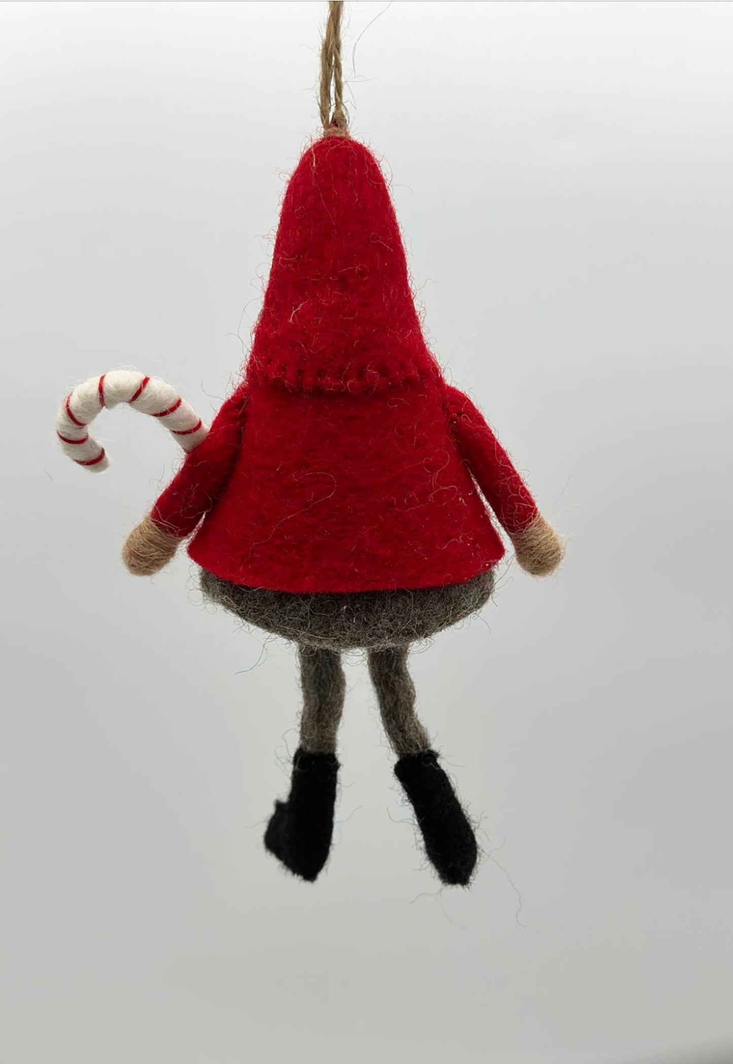 Felted Wool "Gnome Gnorbitt" with Candy Cane ornament