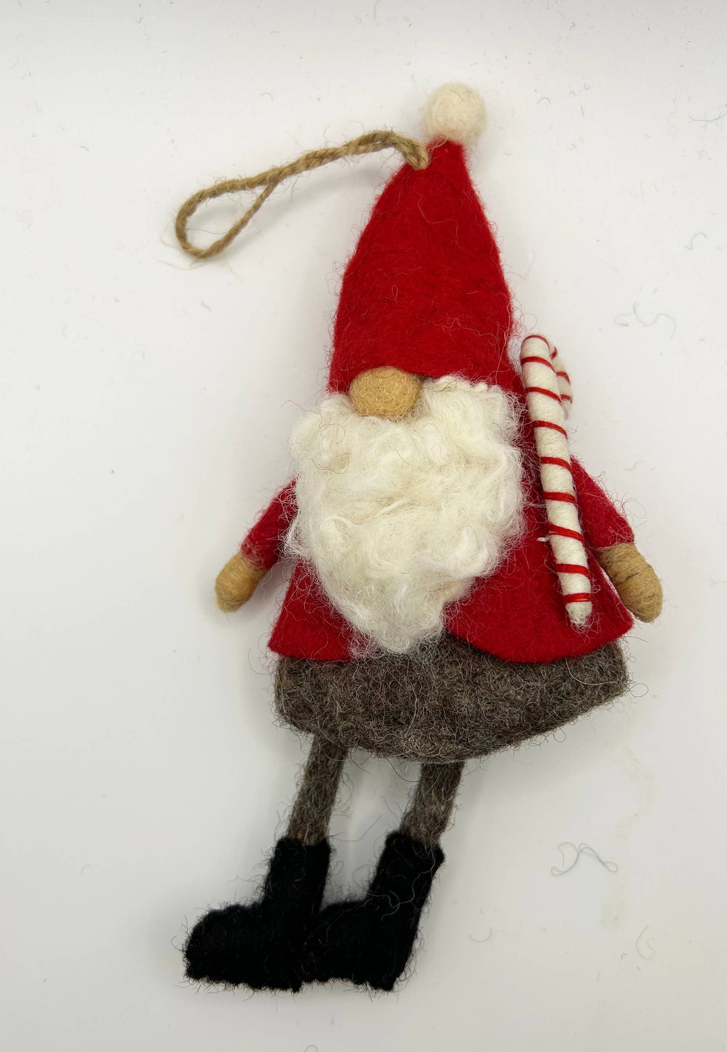 Felted Wool "Gnome Gnorbitt" with Candy Cane ornament