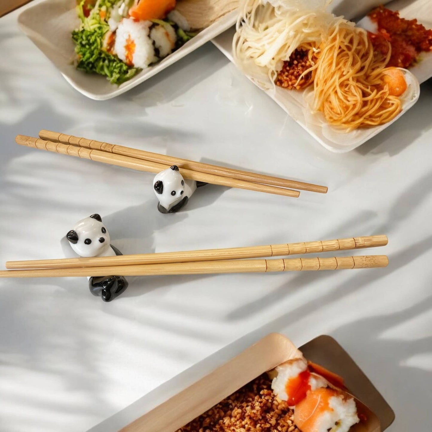 Ceramic Porcelain Panda Chopstick Rest - Set of 2