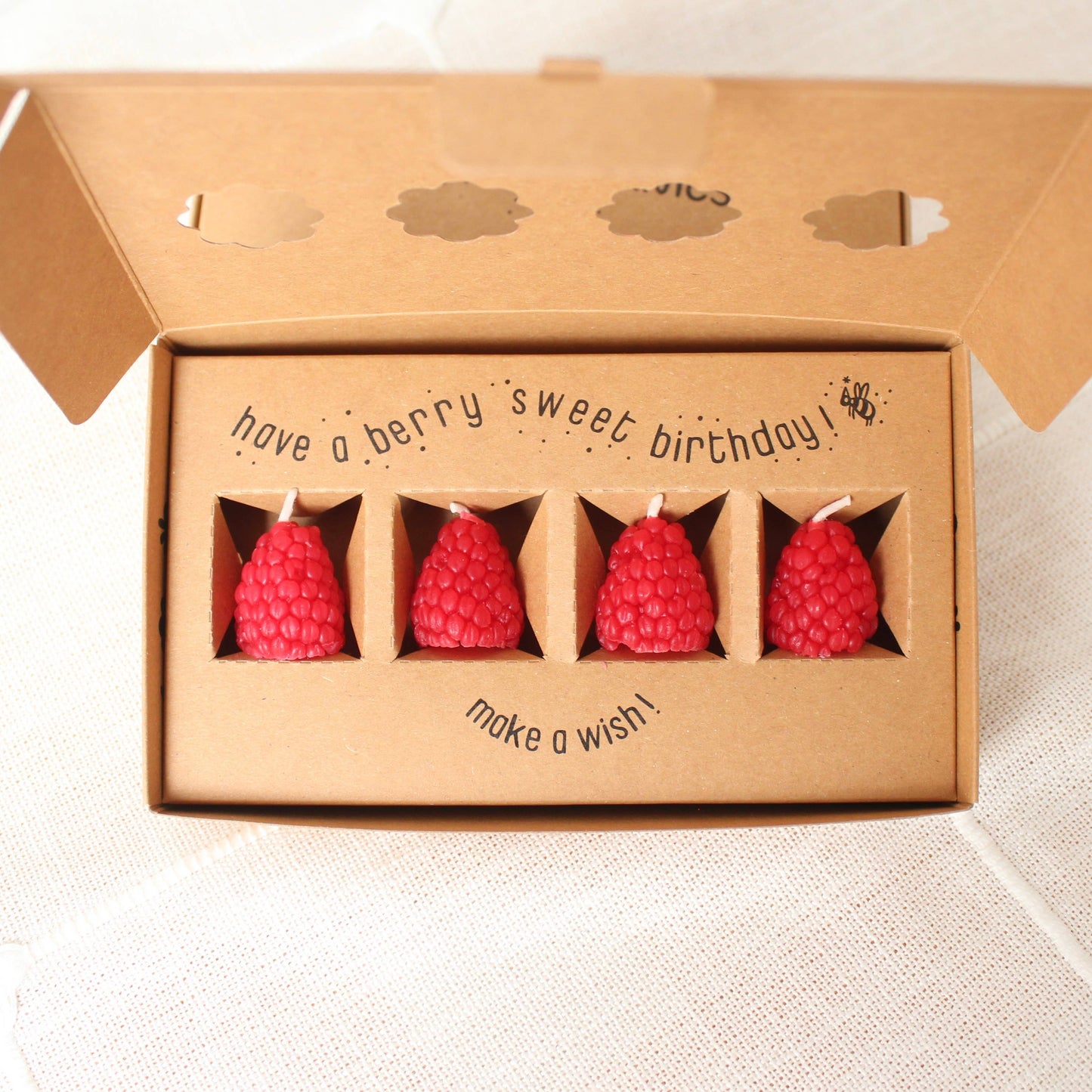 Raspberry Beeswax Birthday Candles - 4 count