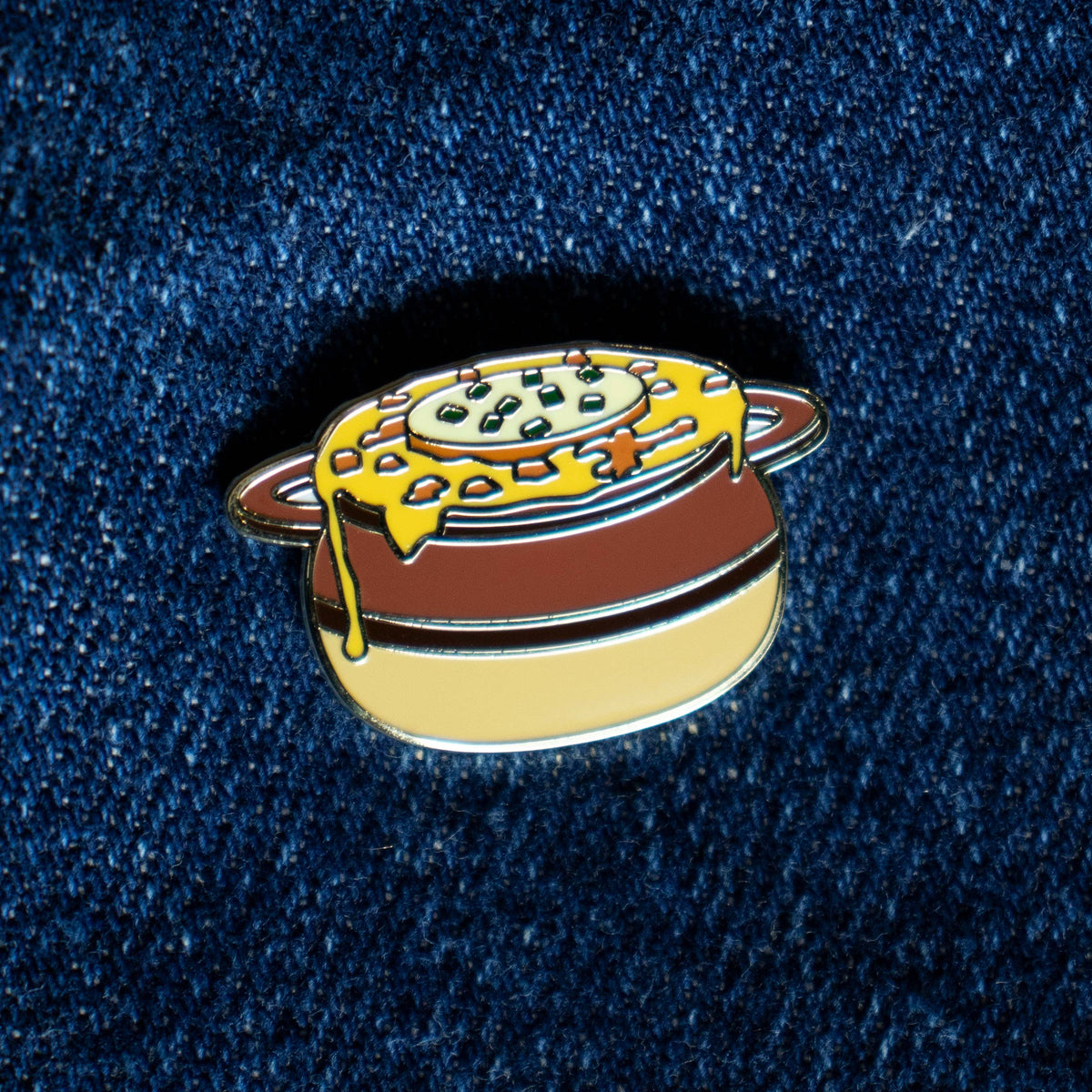 Tiny French Onion Soup Lapel Pin