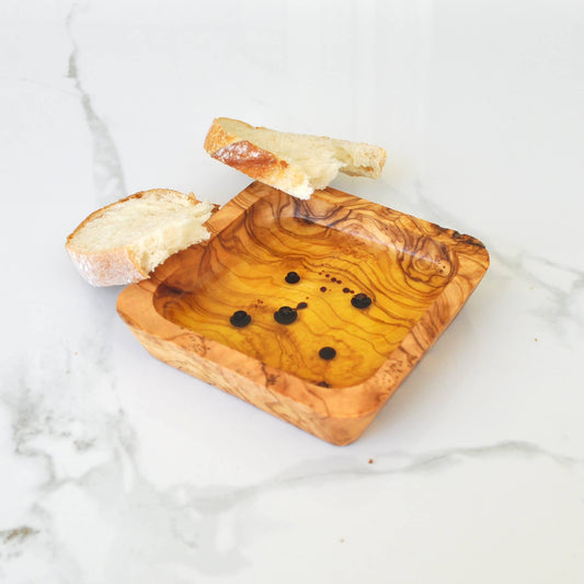 Olive Wood Dipping Bowl - Square - Large - 4.25”