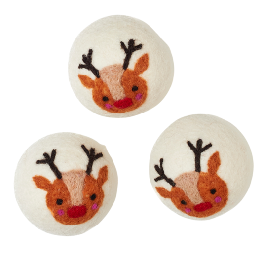 Wool Dryer Balls - Set of 3 Reindeer