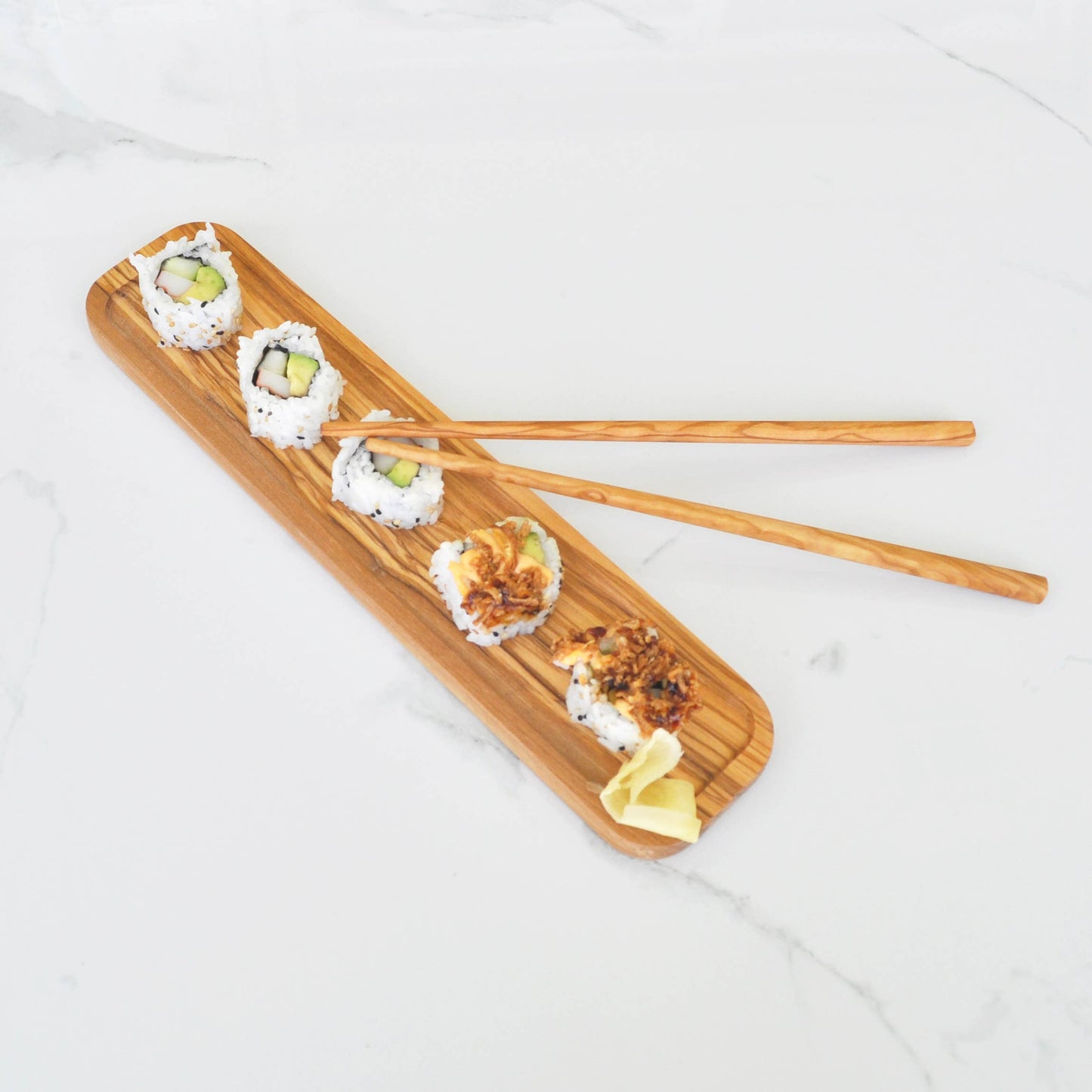 Olive Wood Gift Set - Sushi Board and Chopsticks