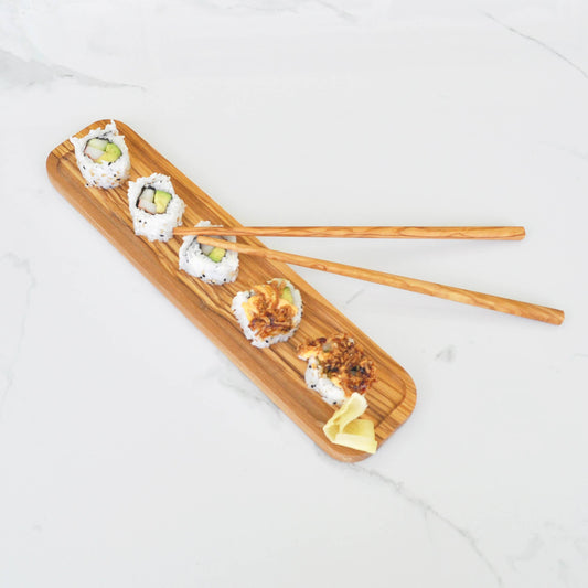 Olive Wood Gift Set - Sushi Board and Chopsticks