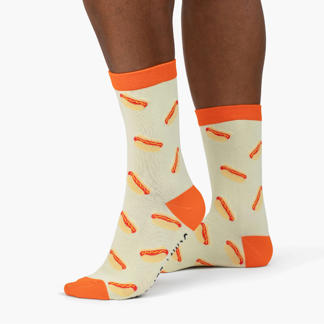 Red Colorblock Hot Dog Crew Socks