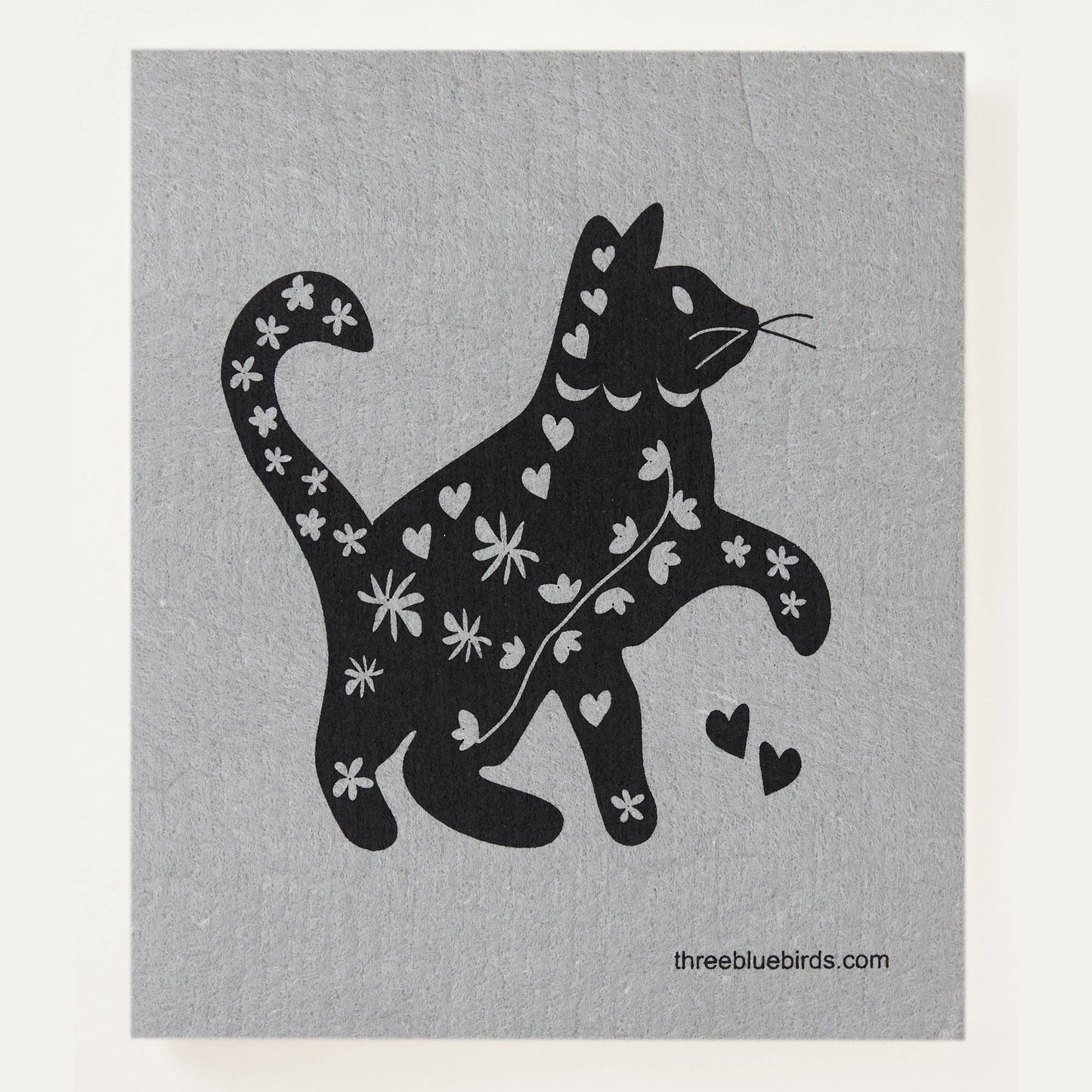 Cool Cat on Grey Swedish Dishcloth