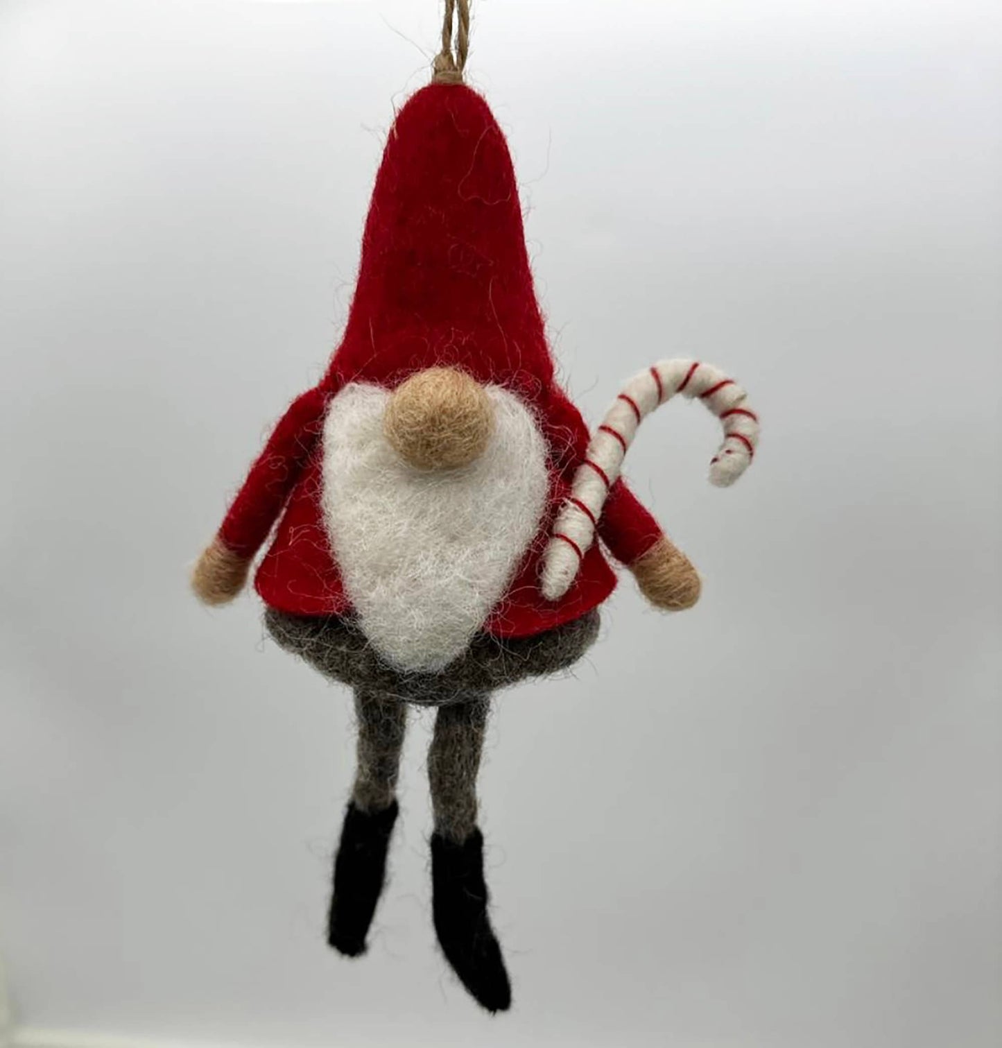 Felted Wool "Gnome Gnorbitt" with Candy Cane ornament