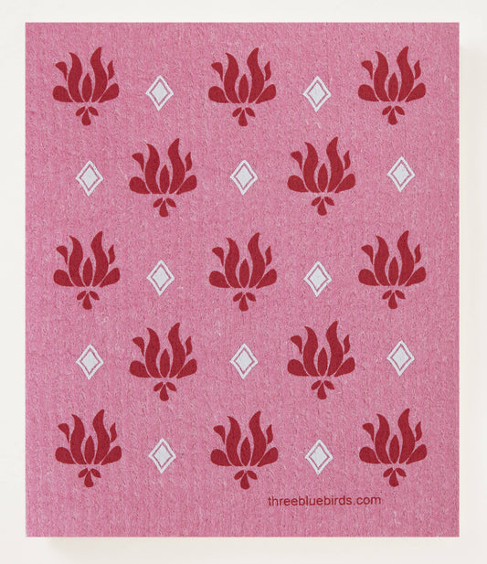 Pink Vibrant Lotus Swedish Dishcloth