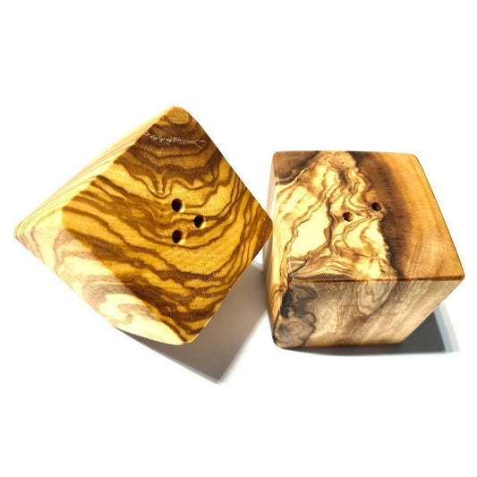 Set of Olivewood Cube Salt and Pepper Shakers