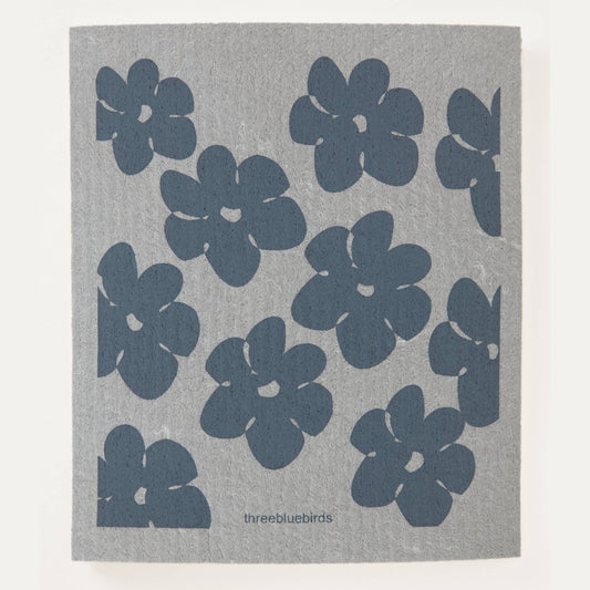 Flower Power (Grey) Swedish Dishcloth