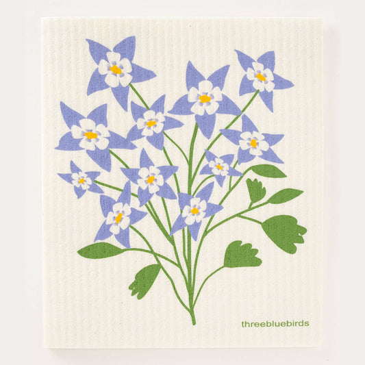 Columbine Flower Swedish Dishcloth