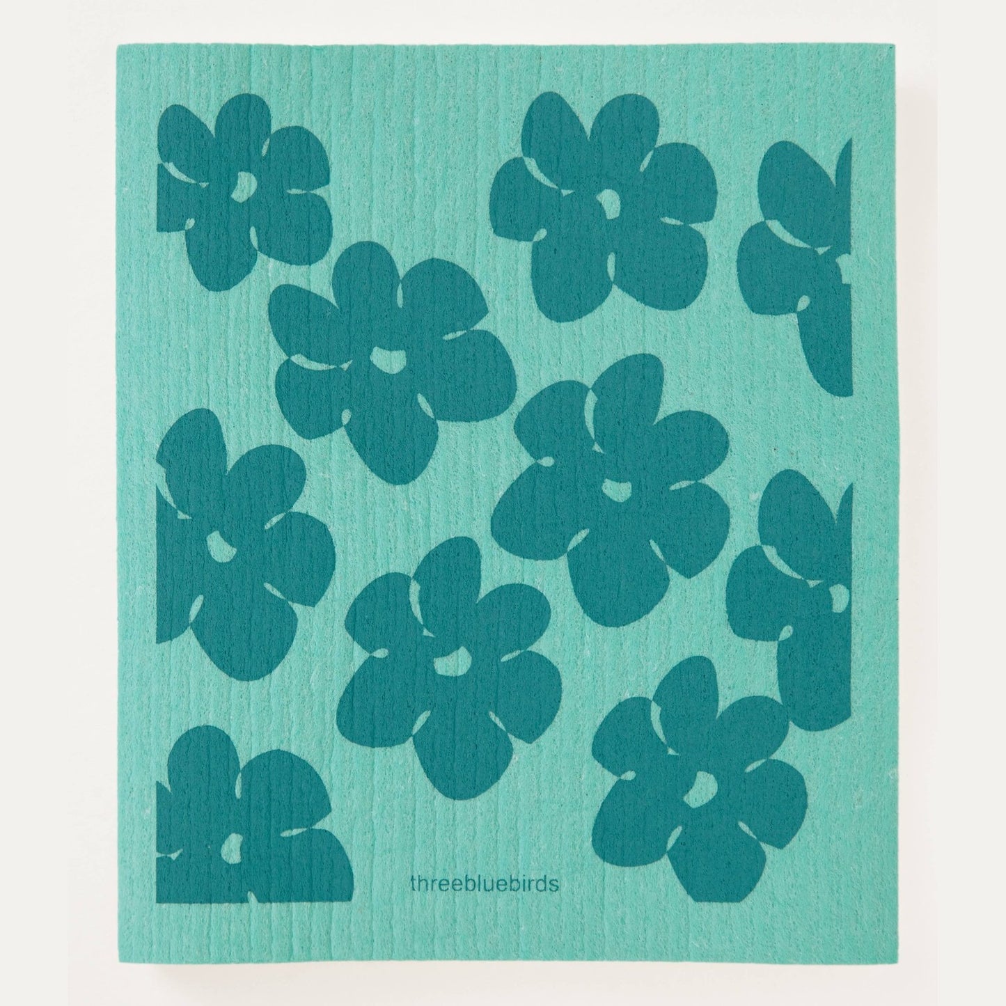 Flower Power (Teal Green) Swedish Dishcloth