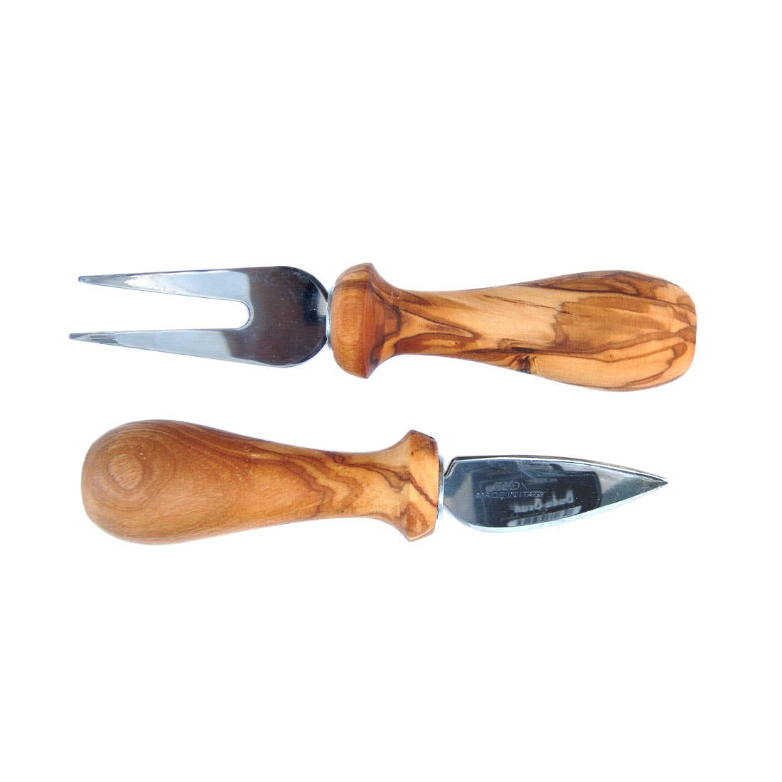 2-piece cheese cutlery set with olive wood handle